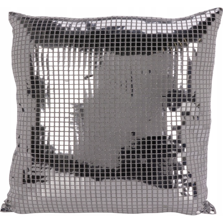 Perna decorativa DomoDomo 43x43 cm argintie cu efect lustrat