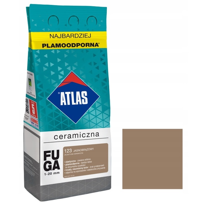 Фуга за керамика Atlas 123 светлокафява 1-20 мм 5 кг