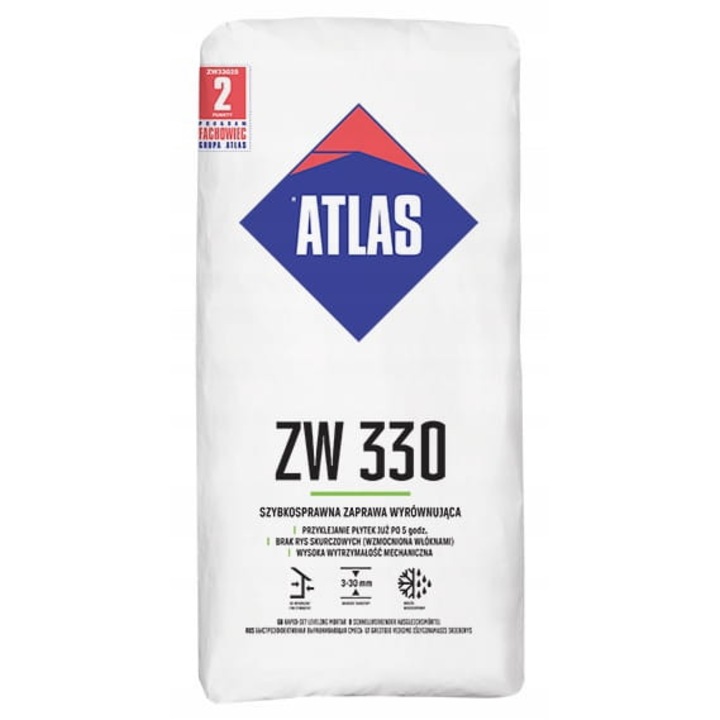 Mortar de nivelare Atlas 25 kg, 3-30 mm, rezistenta la fisuri, utilizare interioara si exterioara