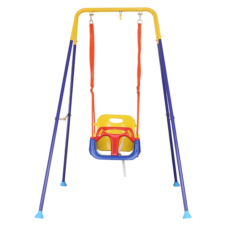 Люлка 3 в 1 за деца, с облегалка и опора, за вътрешна и външна употреба, многоцветна