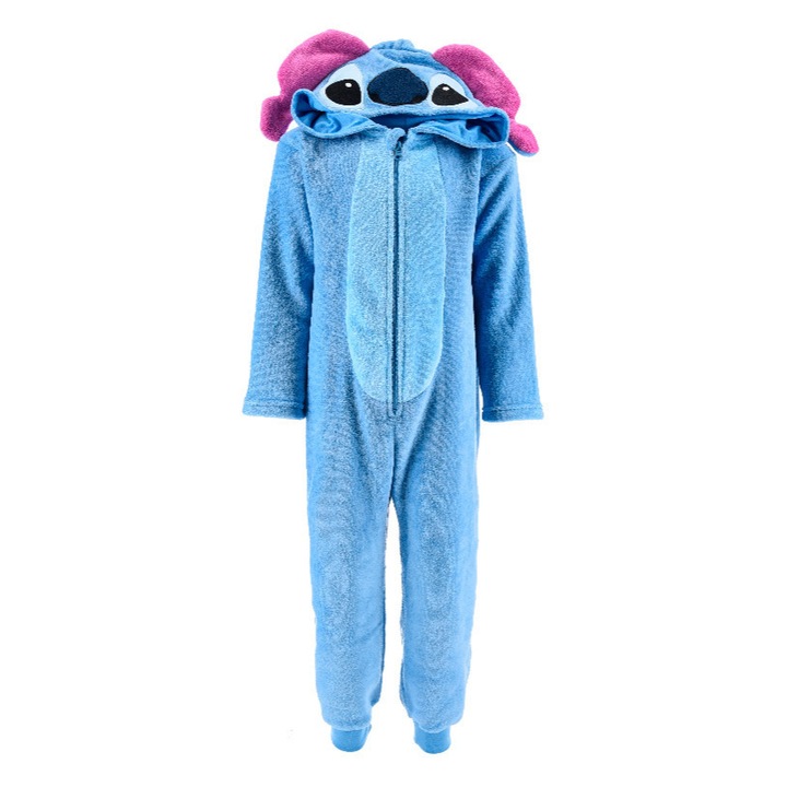 Pijama intreaga pufoasa tip Overall Lilo & Stitch 34775, Albastru