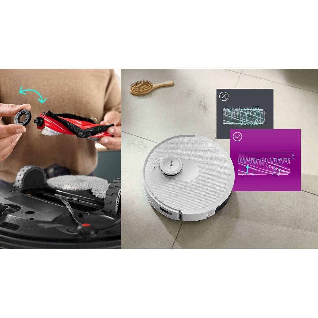 Aspirator robot Bosch BCRD2W, alb, cu funcție de curățare automată