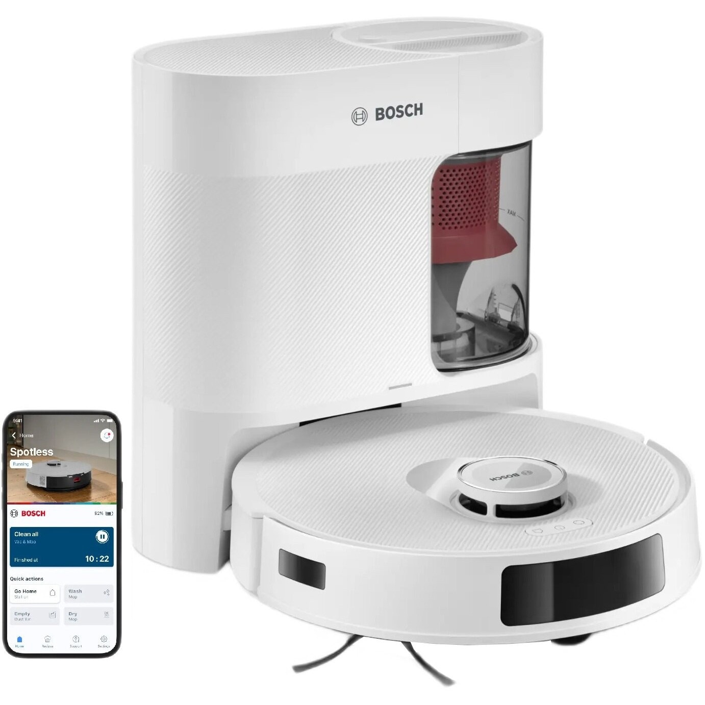 Aspirator robot Bosch BCRD2W, alb, cu funcție de curățare automată