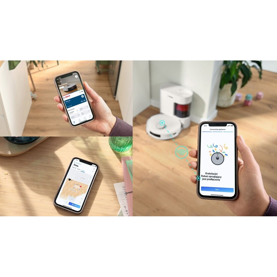 Aspirator robot Bosch BCRD2W, alb, cu funcție de curățare automată