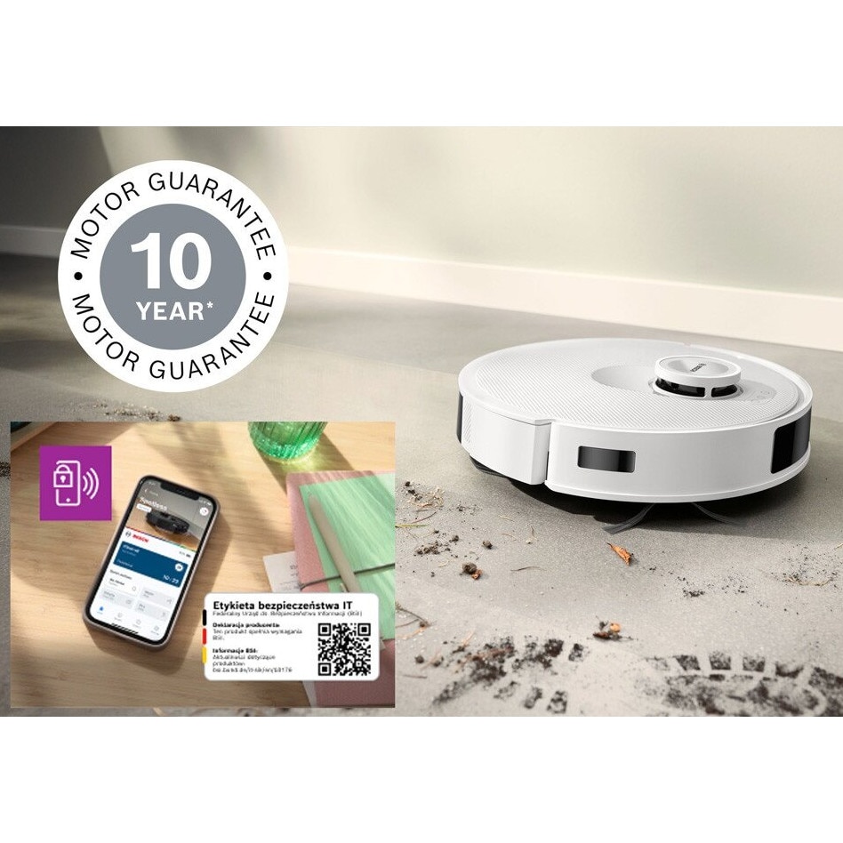 Aspirator robot Bosch BCRD2W, alb, cu funcție de curățare automată