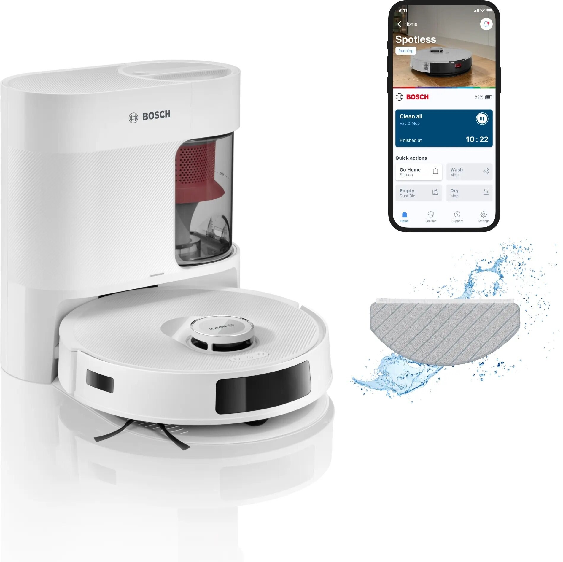 Aspirator robot Bosch BCRD2W, alb, cu funcție de curățare automată