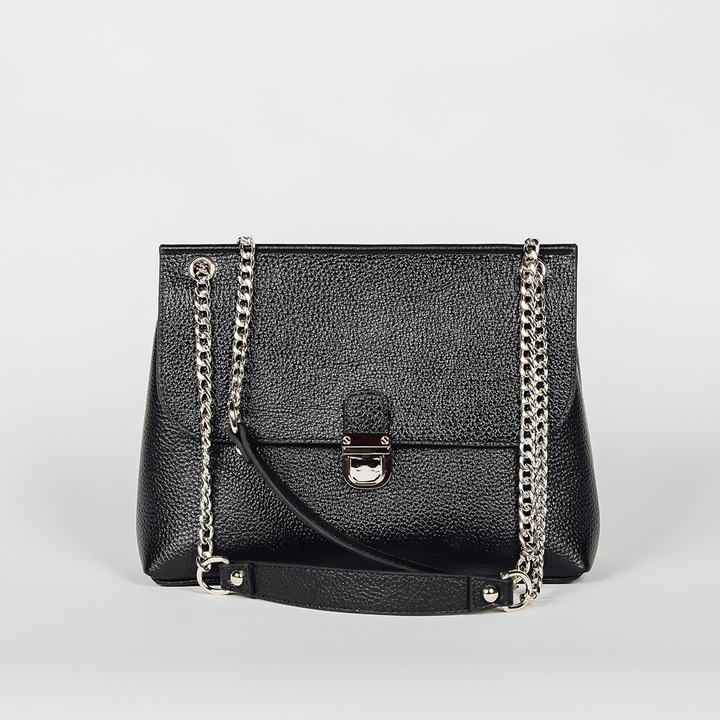 Geanta Luiza, Arillu, piele naturala, negru