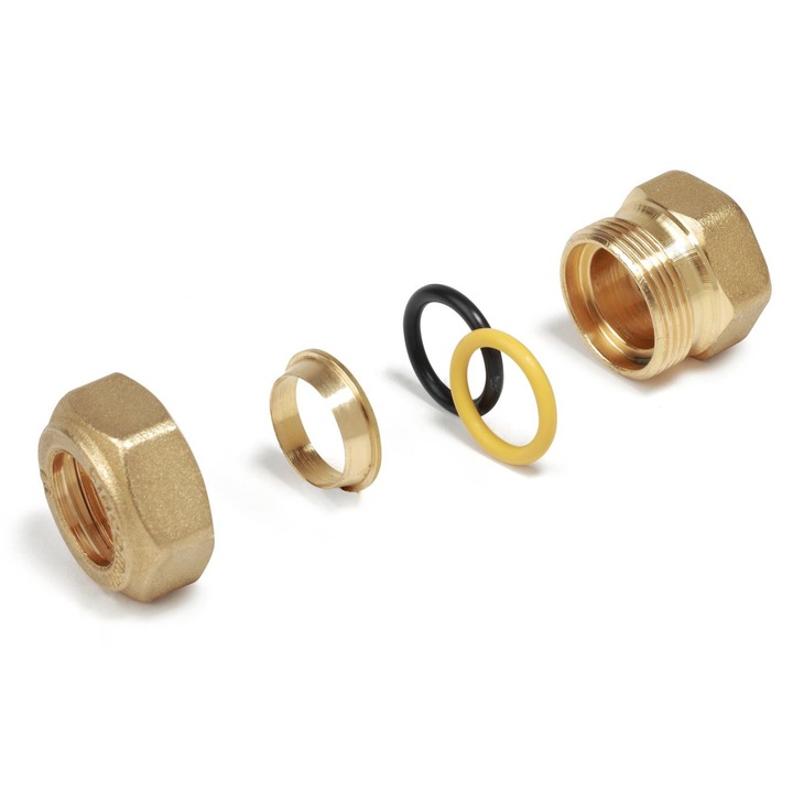 Racord drept compresie Giacomini R180FY128, filet interior 1" x 28, pentru teava cupru, alama