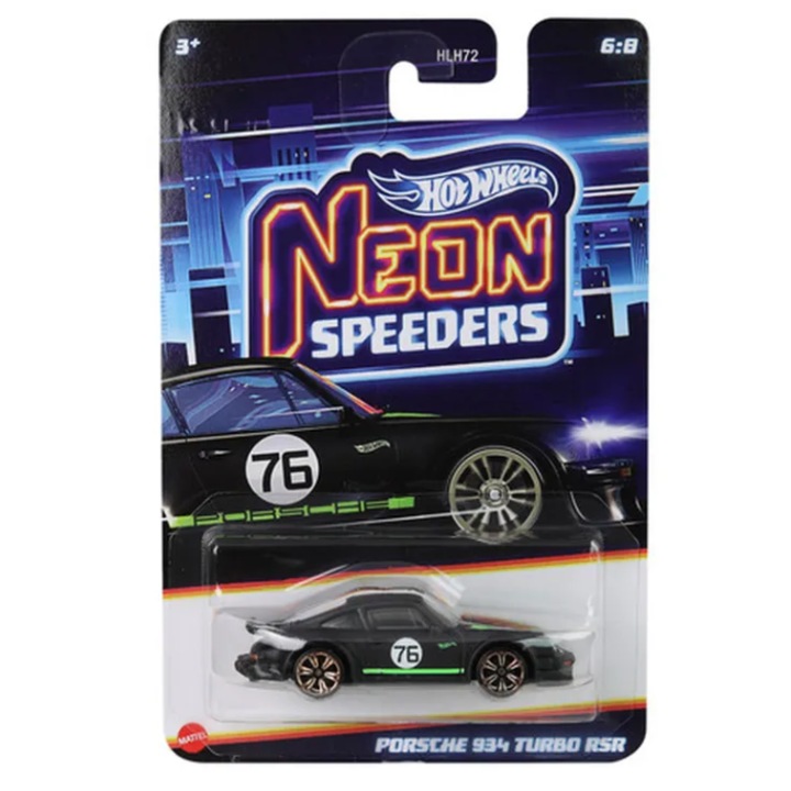 Masinuta din metal Hot Wheels, Porsche 234 TURBO RSR, Negru, 1:64, Neon Speeders