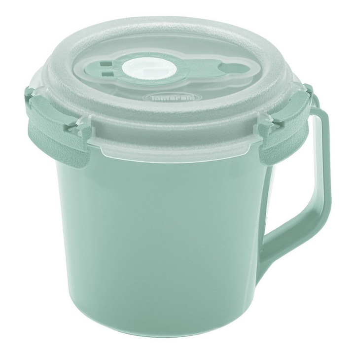 Cana recipient alimentar Tontarelli Fresh System, cu maner ergonomic si supapa de aerisire, 0.64L, Verde
