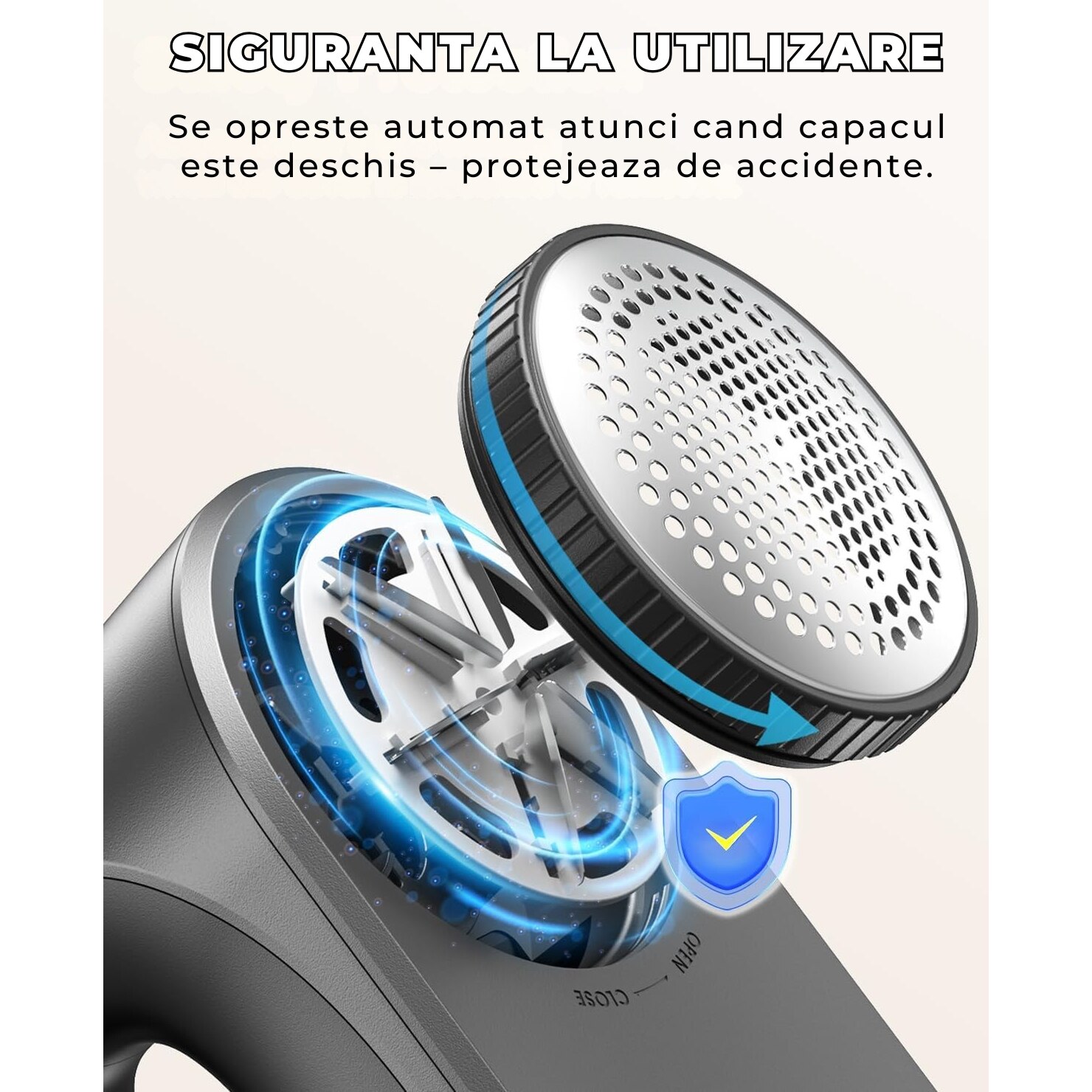 Aparat Electric de Curățat Scame SWEETFULL S10, 7 cm, Aspirare Integrată, Reîncărcabil USB-C