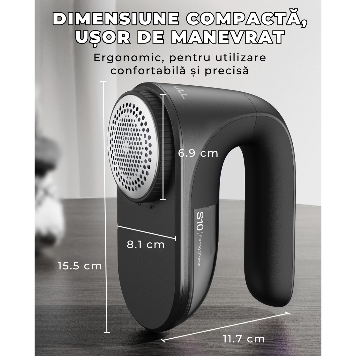 Aparat Electric de Curățat Scame SWEETFULL S10, 7 cm, Aspirare Integrată, Reîncărcabil USB-C