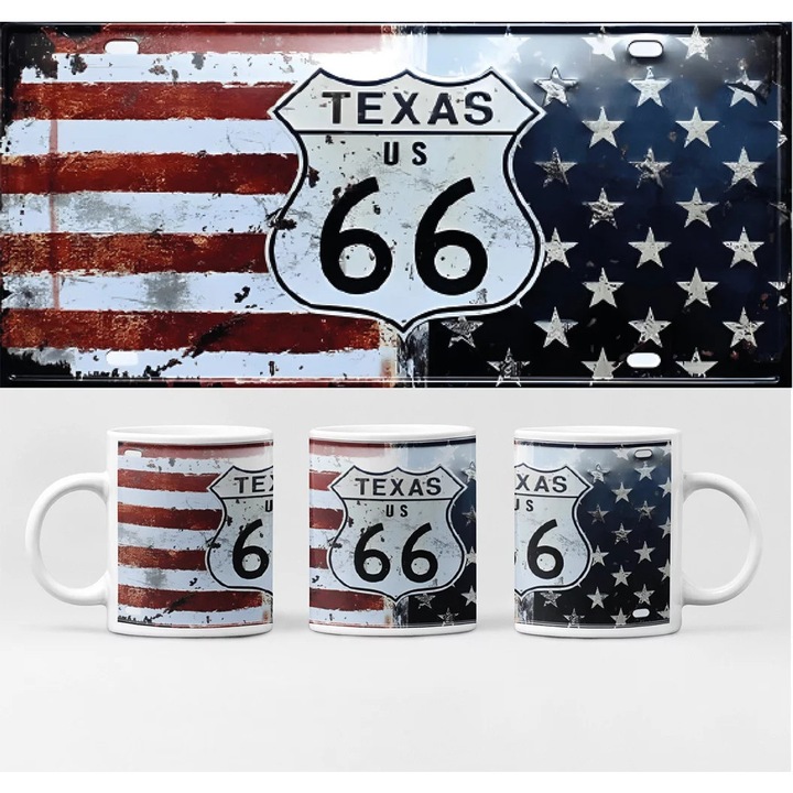 Cană D&B BG10174 Road66 300 ml Alb 1 Bucată