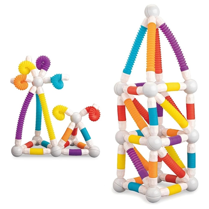Set de construcție magnetic flexbil cu tuburi și bile Toyska, 45 piese, multicolor, 26x4.5x25.5cm