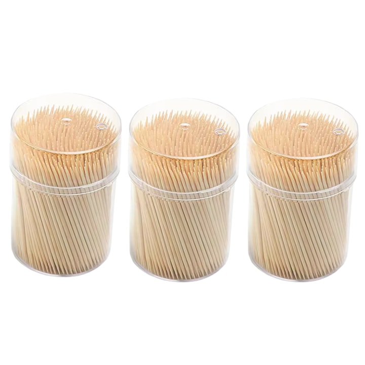 Set 500 Scobitori din Lemn LyoBest, 65x2mm, Tub Rotund, Biodegradabile, Set 3 cutii