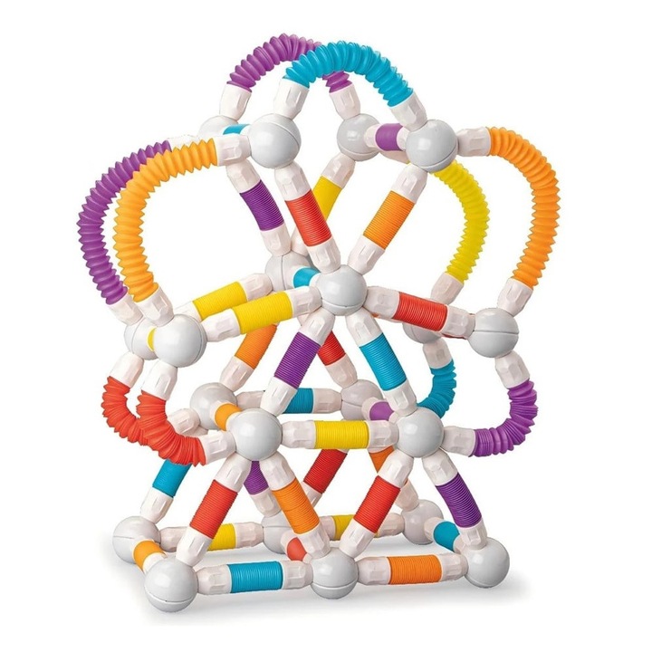 Set de constructie magnetic flexibil cu tuburi si bile, 86 piese, multicolor, Toyska®