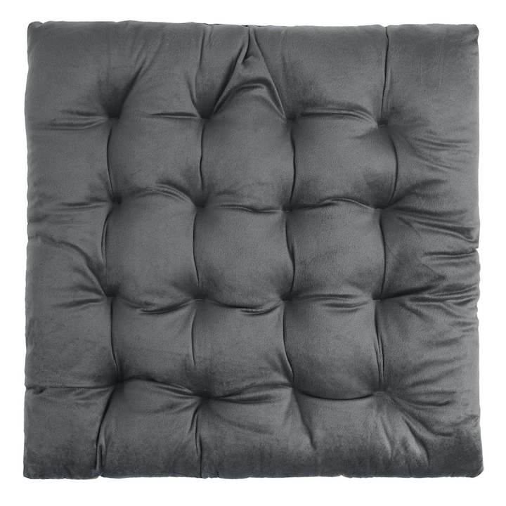 Perna scaun decorativa de iarna gri velvet 40x40cm