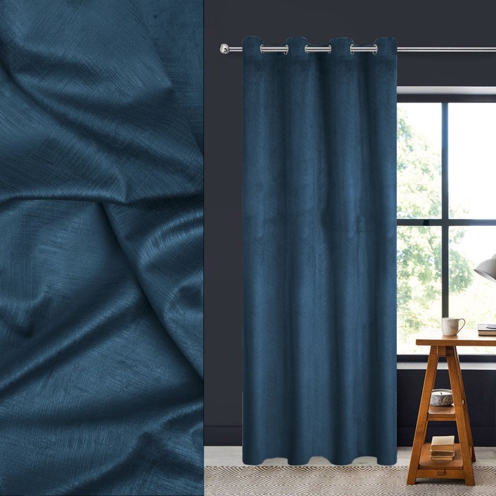 Сива декоративна кадифена завеса с халки 140x260см