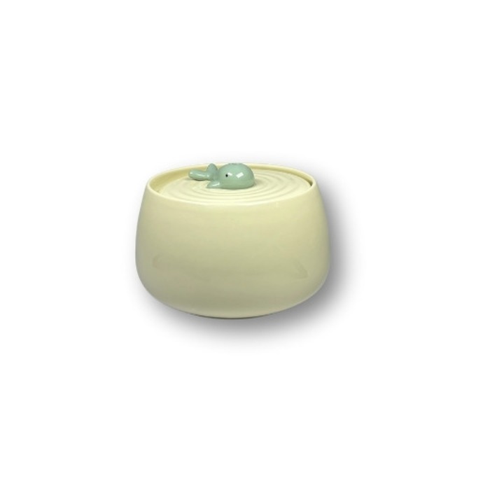 Bol tip castron alb pentru hranire lenta pentru pisici, material Non-Toxic si Rezistent, Baza Antiderapanta si Curatare Usoara, Pentru mancare sau apa, din ceramica