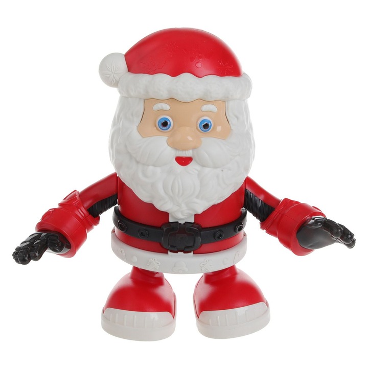 Figurina interactiva de craciun mos craciun cu haina rosie miscare sunet & lumina 19cm