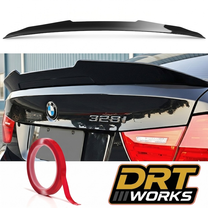 Csomagtartó spoiler BMW 3-as Sorozat E90 (2005–2012) PSM Style – Fényes Fekete ABS, Prémium Megjelenés, Akril Szalaggal Szerelhető