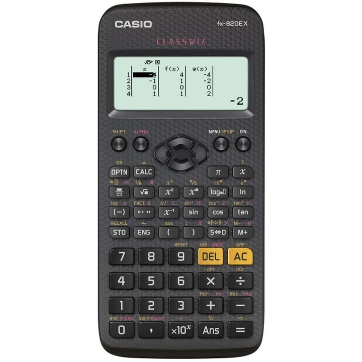 Casio FX-82DEX tudományos asztali számológép, fekete, tokkal, német nyelv, 325 funkció