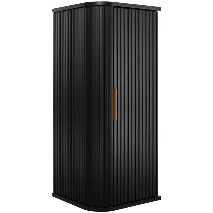 Колонен шкаф за баня, Rodan, Elegance, 35.5x79x31.5 см, Материал Ламиниран ПДЧ 16 мм, MDF фронт, ABS кантове, Фронт - Смола, Овална форма, Soft Close механизъм, Черен