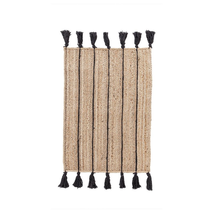 Covor Bizzotto Jalaja, iută, natur/negru, 60x90 cm, stil boem