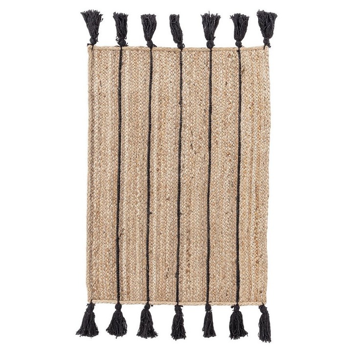 Jalaja natúr fekete juta szőnyeg 60x90 cm