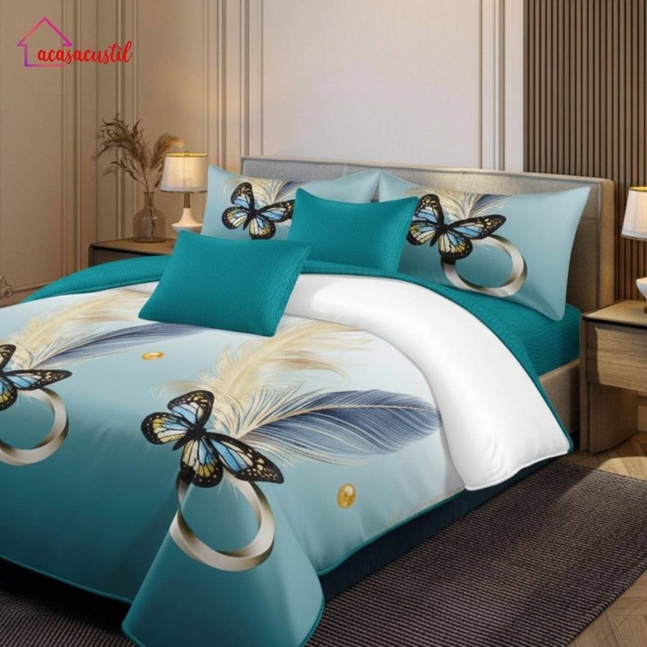 Ágyneműhuzat garnitúra 6 részes finet acasacustil, Degrade, paplanhuzat 200x230 cm, lepedő 245x250 cm és 4 párnahuzat (70x70 cm és 55x80 cm)