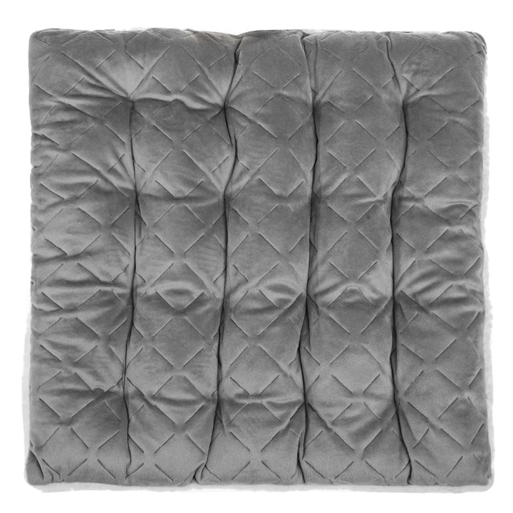 Perna scaun decorativa de iarna velvet gri matlasata alba sherpa 38x38cm