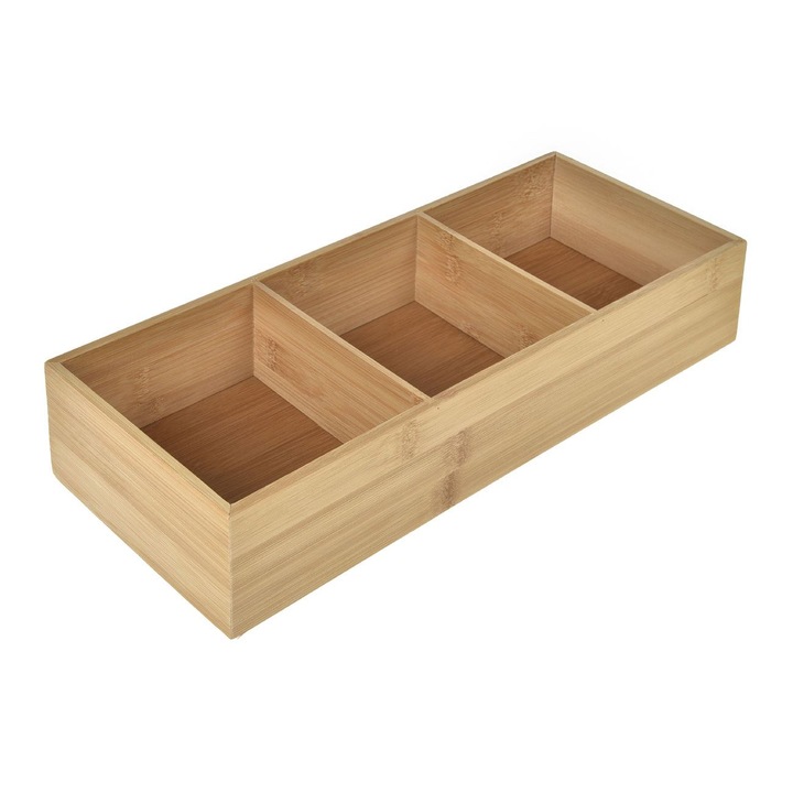 Cutie organizare din bambus cu 3 compartimente 38x7x15cm