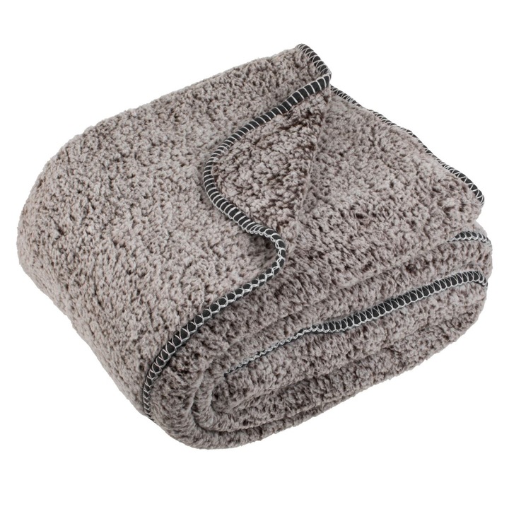 Patura cu Doua Fete Bej & Maro Sherpa 220x150cm