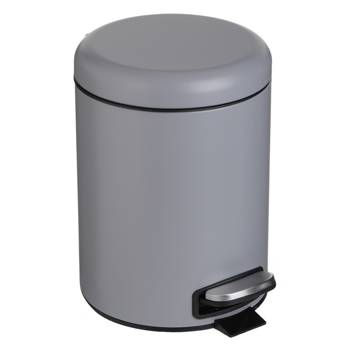 Cos de gunoi metalic gri mat pentru baie 5l