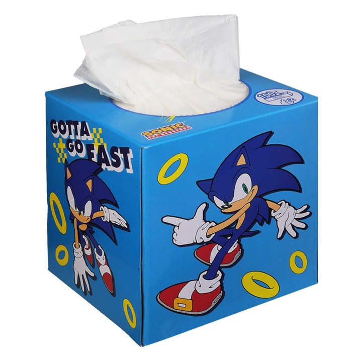 Servetele cu 2 straturi la cutie cub cu model sonic - 100file