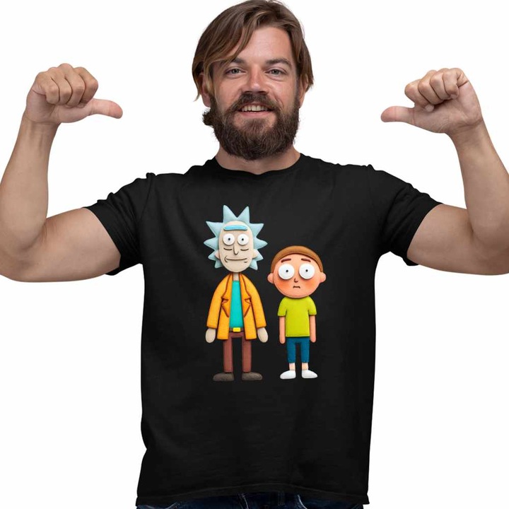 Tricou Barbati Rick and Morty Desene Animate, CoolTrend, negru, marime L