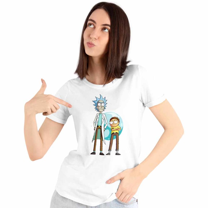 Tricou Femei Rick and Morty, CoolTrend, alb, marime 3XL