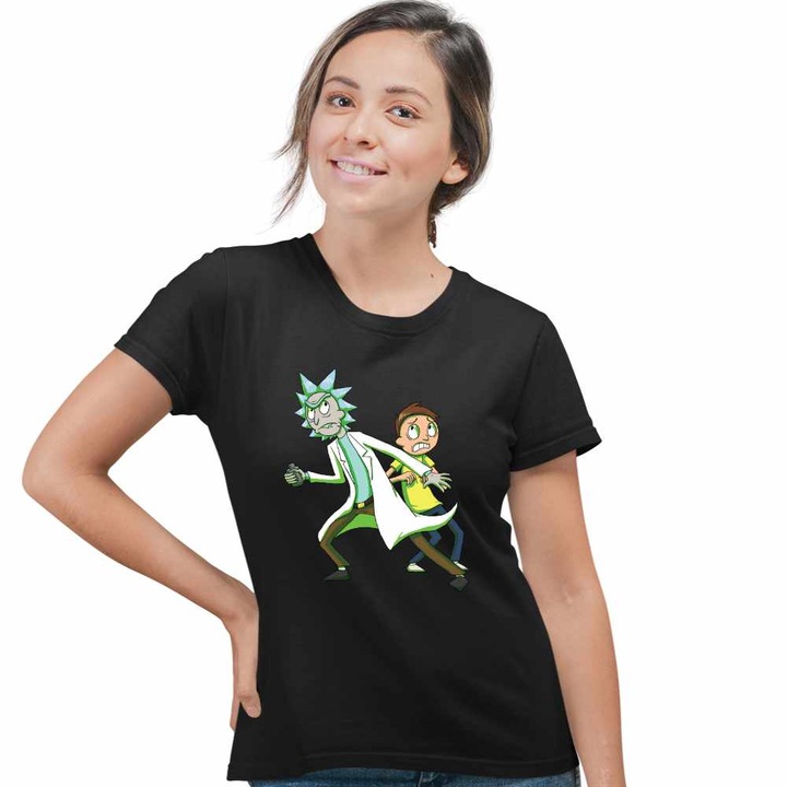 Tricou Femei Rick and Morty Fanart Aventuri, CoolTrend, negru, marime S
