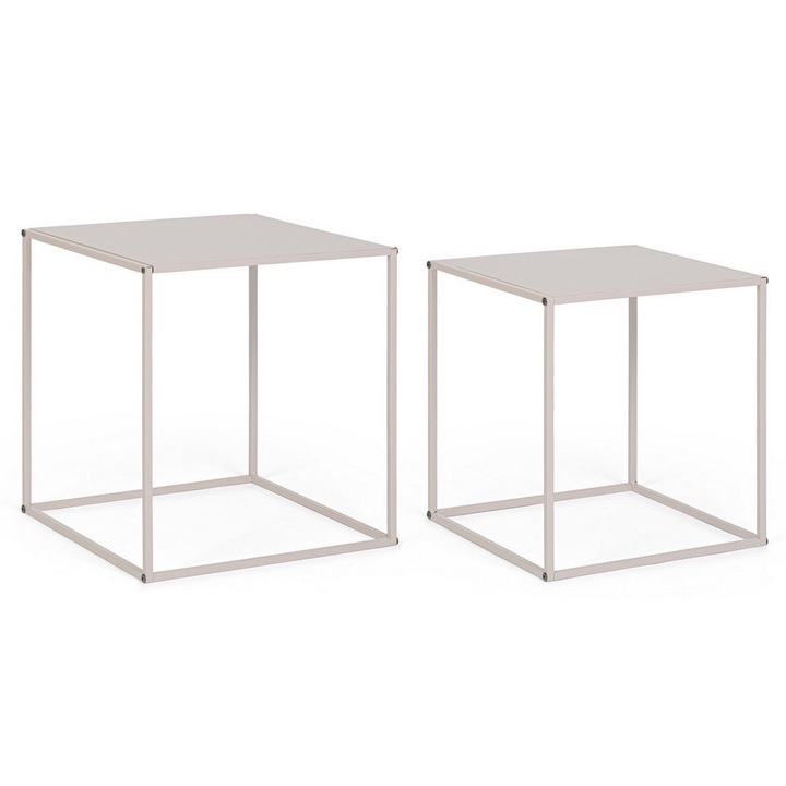 Комплект от 2 масички за кафе Alrik, бежови, 34x34x37h, 38x38x41h