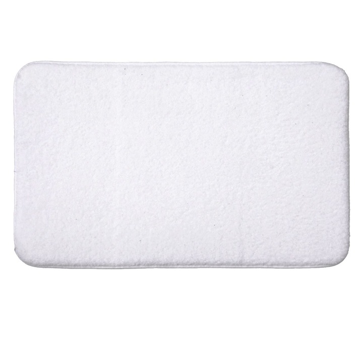 Covoras decorativ din imitatie de blana alba 80x50cm