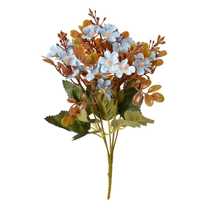 Buchet flori artificiale albastre verzi 10x10x33 cm