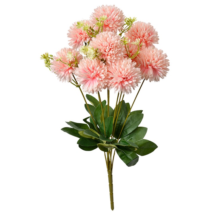 Buchet flori artificiale roz verzi 10x15x45 cm