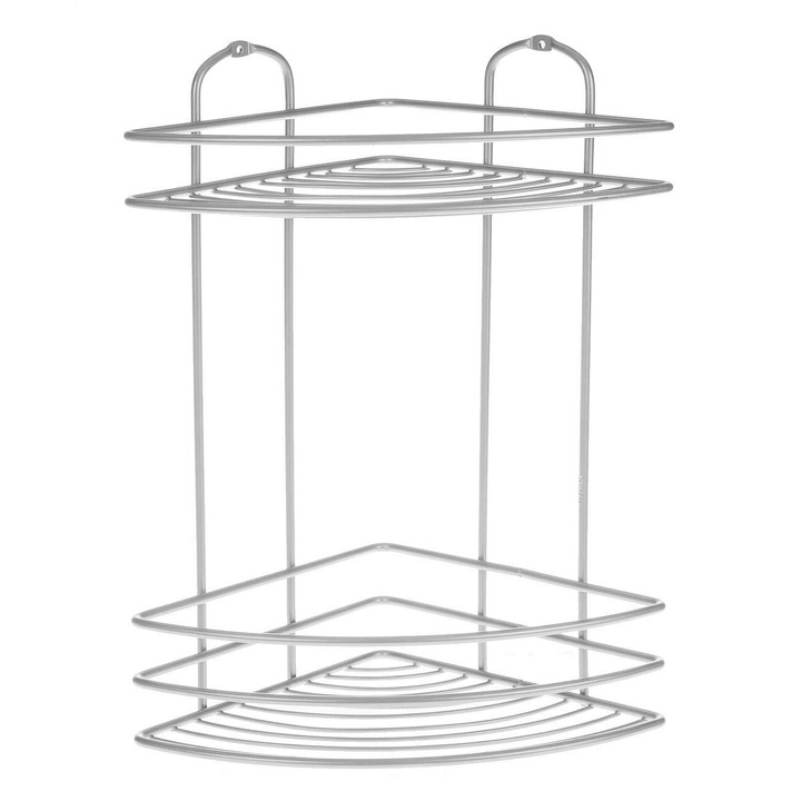 Etajera de colt din inox cu 2 nivele pentru baie 20x20x34.5cm