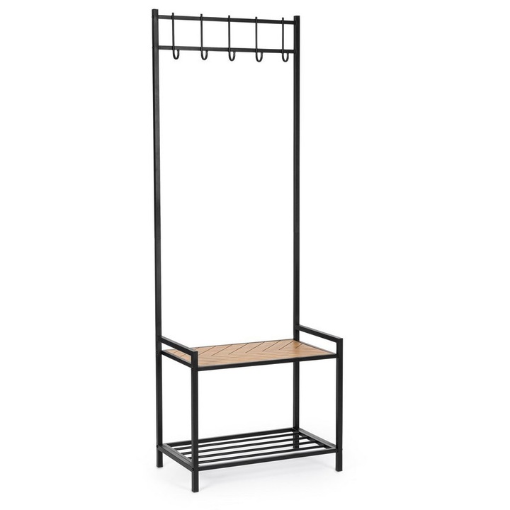 Cuier hol otel negru mdf maro 64,5x37,5x180h