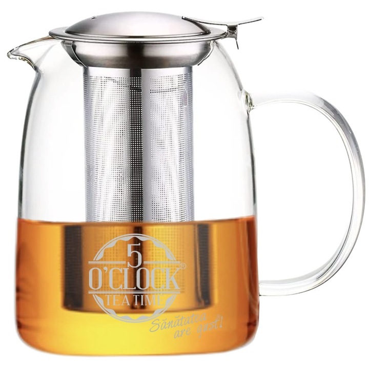 Ceainic transparent cu infuzor, 5 O'Clock Tea, 800ml