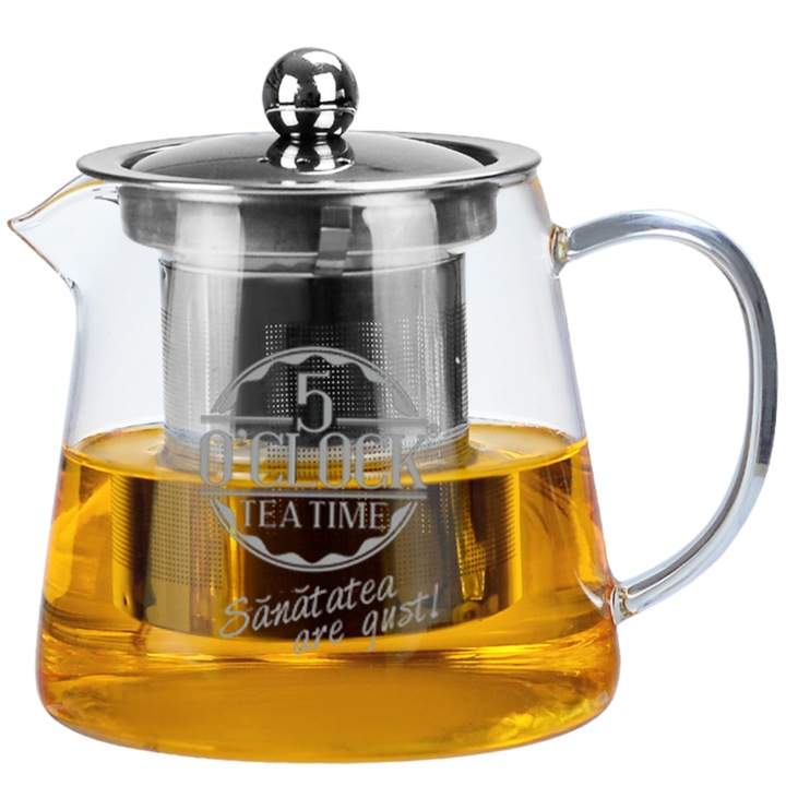 Ceainic transparent cu infuzor 5 O'Clock Tea 400 ml