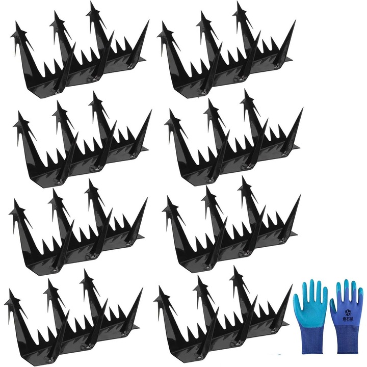 Аксесоари за ограда комплект 8 бр., 3,12 м, от стомана, устойчиви на атмосферни влияния, лесен монтаж, черни