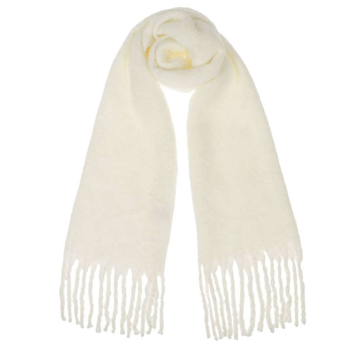Esarfa ecru cu franjuri lungi 185x48cm 305g