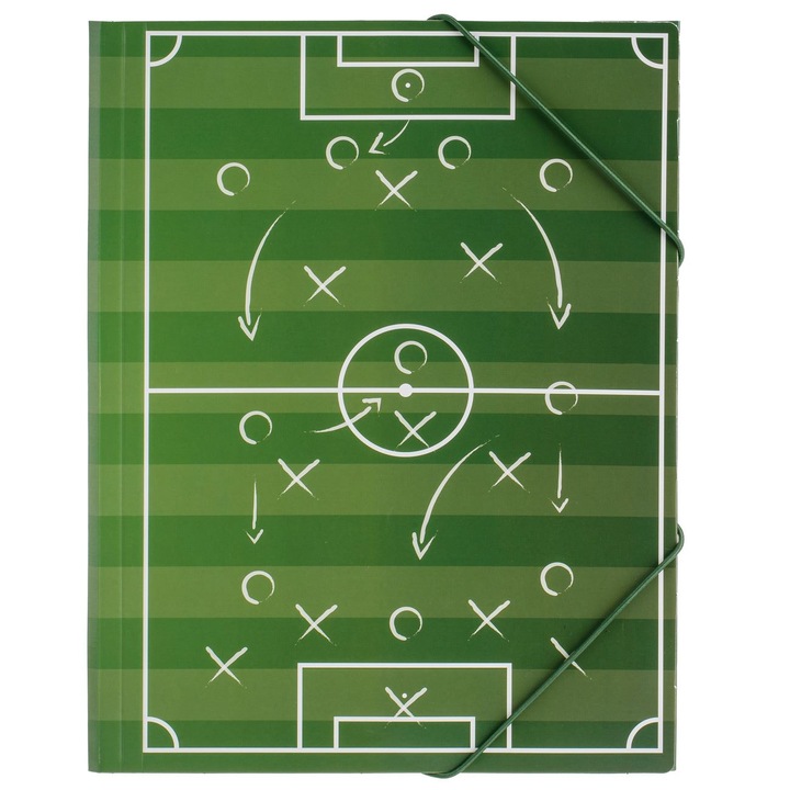 Mapa din carton cu elastic model fancy teren de fotbal 24x32cm
