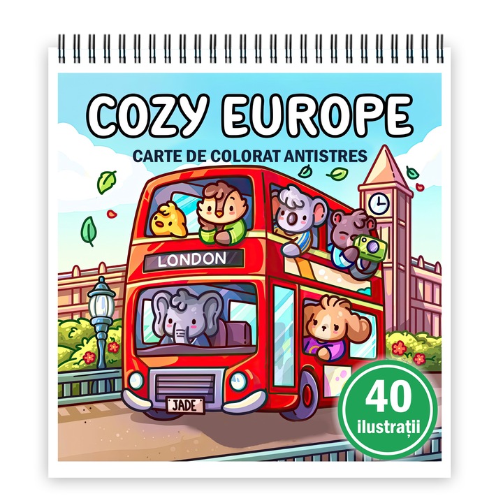 Mini carte de colorat, 40 de ilustratii Cozy Europe, 86 pagini, Format: A5, Editura Cadouri Legendare
